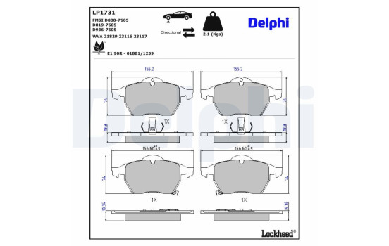 Brake Pad Set, disc brake LP1731 Delphi