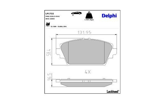 Brake Pad Set, disc brake LP1732 Delphi