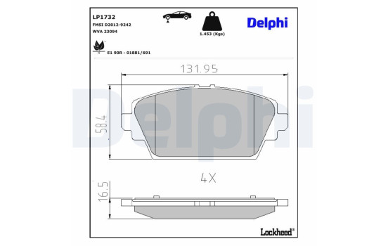 Brake Pad Set, disc brake LP1732 Delphi