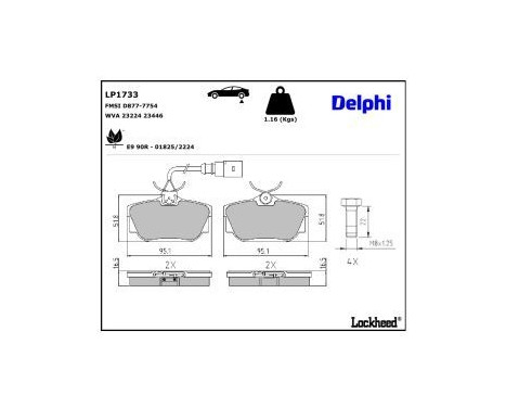 Brake Pad Set, disc brake LP1733 Delphi