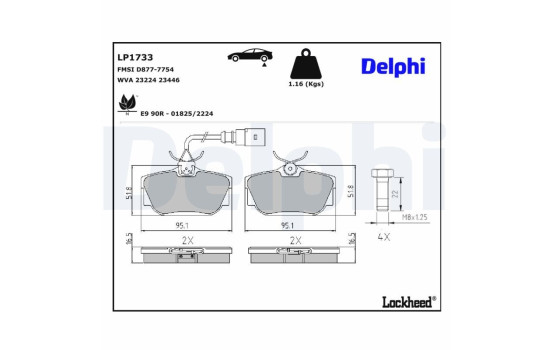 Brake Pad Set, disc brake LP1733 Delphi