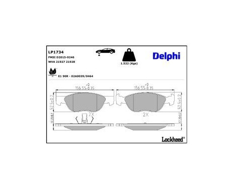 Brake Pad Set, disc brake LP1734 Delphi