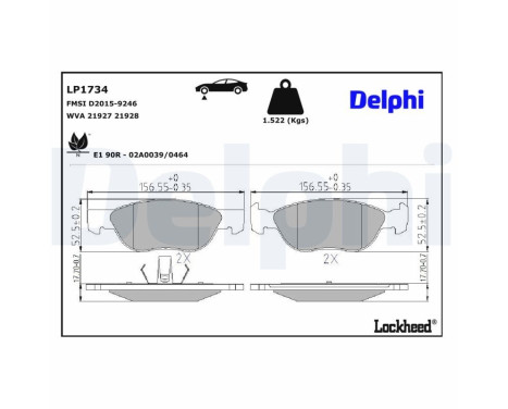 Brake Pad Set, disc brake LP1734 Delphi