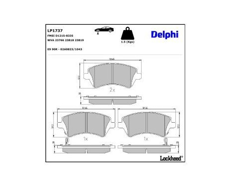 Brake Pad Set, disc brake LP1737 Delphi, Image 3