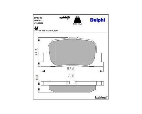 Brake pad set, disc brake LP1740 Delphi