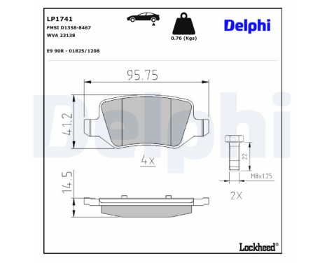 Brake Pad Set, disc brake LP1741 Delphi, Image 3