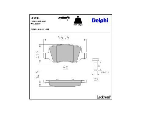 Brake Pad Set, disc brake LP1741 Delphi, Image 3