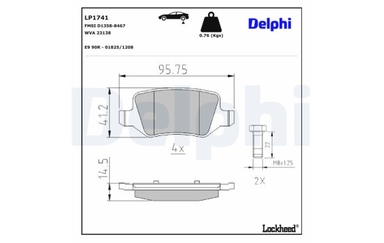 Brake Pad Set, disc brake LP1741 Delphi, Image 3