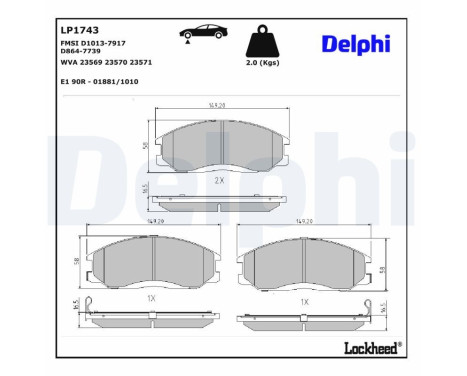 Brake Pad Set, disc brake LP1743 Delphi