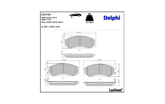 Brake Pad Set, disc brake LP1743 Delphi, Image 3