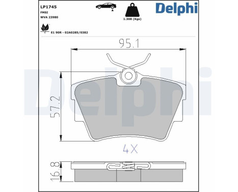 Brake Pad Set, disc brake LP1745 Delphi