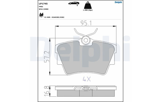 Brake Pad Set, disc brake LP1745 Delphi, Image 5