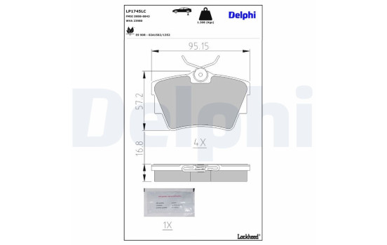 Brake pad set, disc brake LP1745LC Delphi