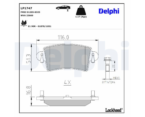 Brake Pad Set, disc brake LP1747 Delphi