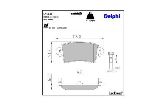 Brake Pad Set, disc brake LP1747 Delphi, Image 4