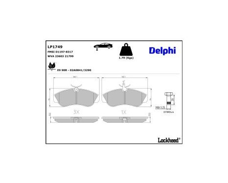 Brake Pad Set, disc brake LP1749 Delphi