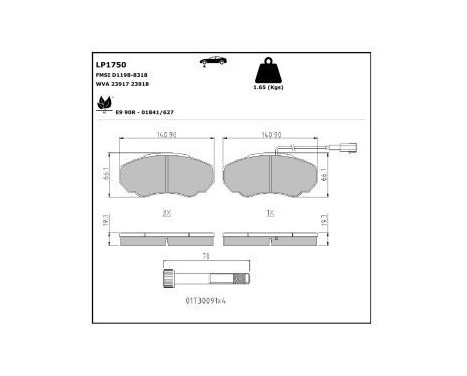 Brake Pad Set, disc brake LP1750 Delphi, Image 4