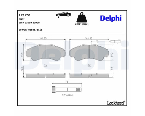 Brake Pad Set, disc brake LP1751 Delphi