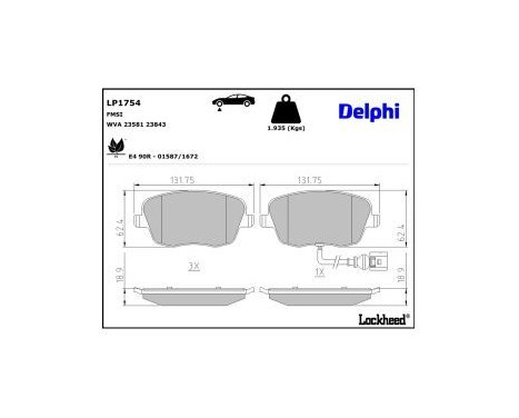 Brake Pad Set, disc brake LP1754 Delphi