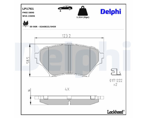 Brake Pad Set, disc brake LP1761 Delphi