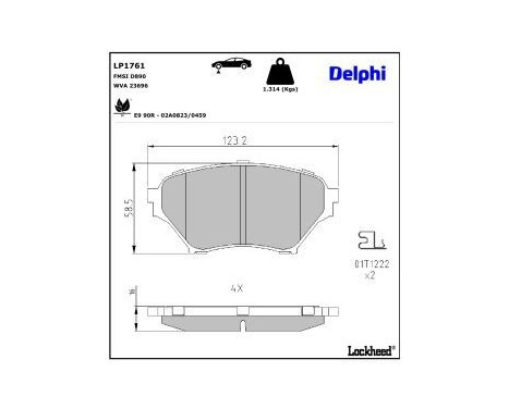 Brake Pad Set, disc brake LP1761 Delphi