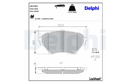 Brake Pad Set, disc brake LP1761 Delphi