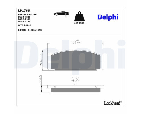 Brake Pad Set, disc brake LP1766 Delphi