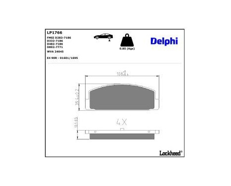 Brake Pad Set, disc brake LP1766 Delphi, Image 3