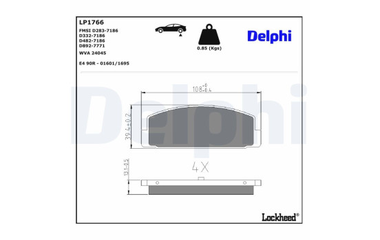 Brake Pad Set, disc brake LP1766 Delphi, Image 3