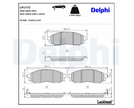 Brake Pad Set, disc brake LP1772 Delphi