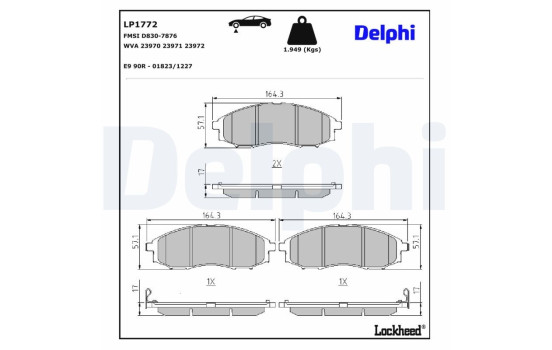 Brake Pad Set, disc brake LP1772 Delphi, Image 3
