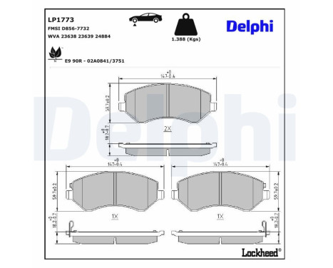 Brake Pad Set, disc brake LP1773 Delphi