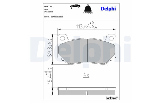 Brake pad set, disc brake LP1774 Delphi