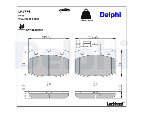 Brake pad set, disc brake LP1776 Delphi