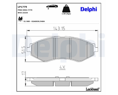 Brake Pad Set, disc brake LP1779 Delphi