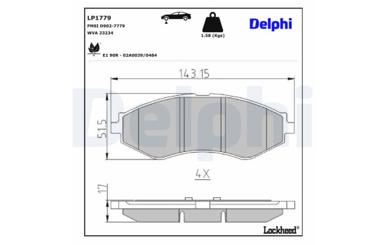 Brake Pad Set, disc brake LP1779 Delphi
