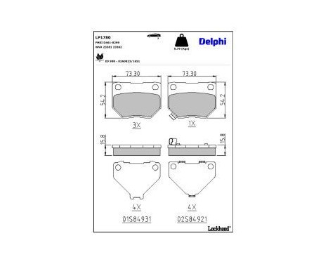 Brake Pad Set, disc brake LP1780 Delphi