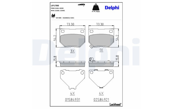 Brake Pad Set, disc brake LP1780 Delphi