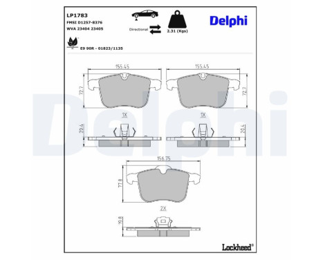Brake Pad Set, disc brake LP1783 Delphi