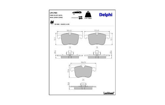 Brake Pad Set, disc brake LP1783 Delphi