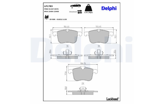 Brake Pad Set, disc brake LP1783 Delphi