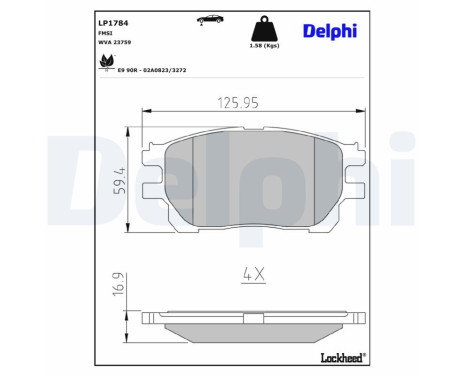 Brake Pad Set, disc brake LP1784 Delphi