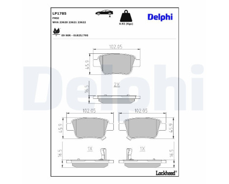Brake Pad Set, disc brake LP1785 Delphi, Image 3