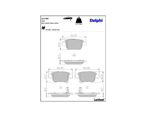 Brake Pad Set, disc brake LP1785 Delphi, Image 3