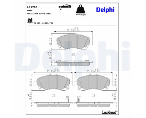 Brake Pad Set, disc brake LP1786 Delphi, Image 3