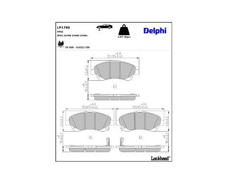 Brake Pad Set, disc brake LP1786 Delphi, Image 3