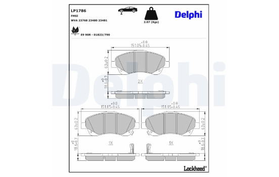 Brake Pad Set, disc brake LP1786 Delphi, Image 3