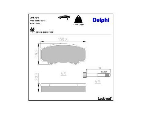 Brake Pad Set, disc brake LP1790 Delphi, Image 3