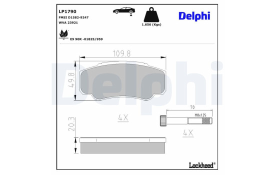 Brake Pad Set, disc brake LP1790 Delphi, Image 3