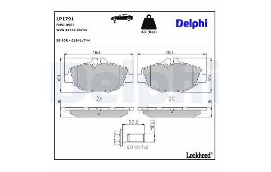 Brake Pad Set, disc brake LP1791 Delphi, Image 3